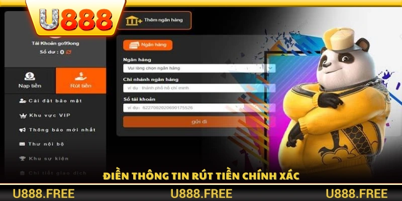 Cung cấp chính xác thông tin rút tiền 